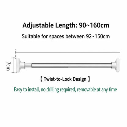 💥 半价优惠🛠️ Drill-Free Tension Rod — No Tools, No Holes, No Hassle