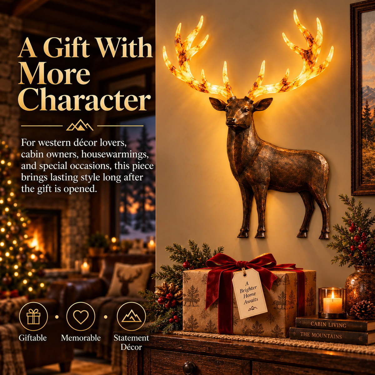 💥 Hot-Selling Half-Price Deal ✨ Light-Up Longhorn Wall Sculpture, Rustic Western-Style LED Wall Decor