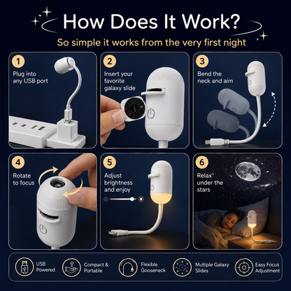 USB Galaxy Star Projector Night Light with Multiple Effects