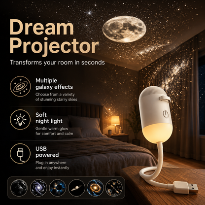 USB Galaxy Star Projector Night Light with Multiple Effects