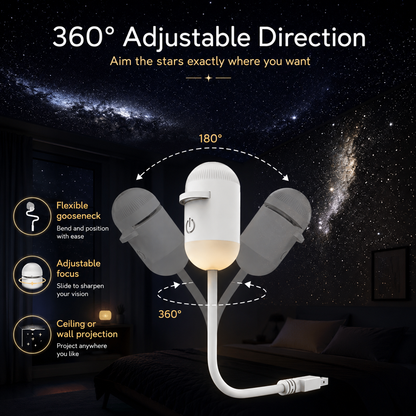 USB Galaxy Star Projector Night Light with Multiple Effects