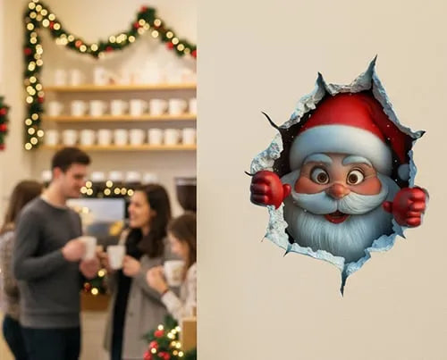 🎅 Christmas Hot Sale 🎄 Peeking Santa Wall Sticker – Easy Holiday Magic for Any Room