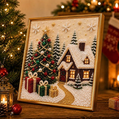 ✨ 3D Christmas Shimmering Pearl Art Diamond Painting DIY Craft Kit 🎄