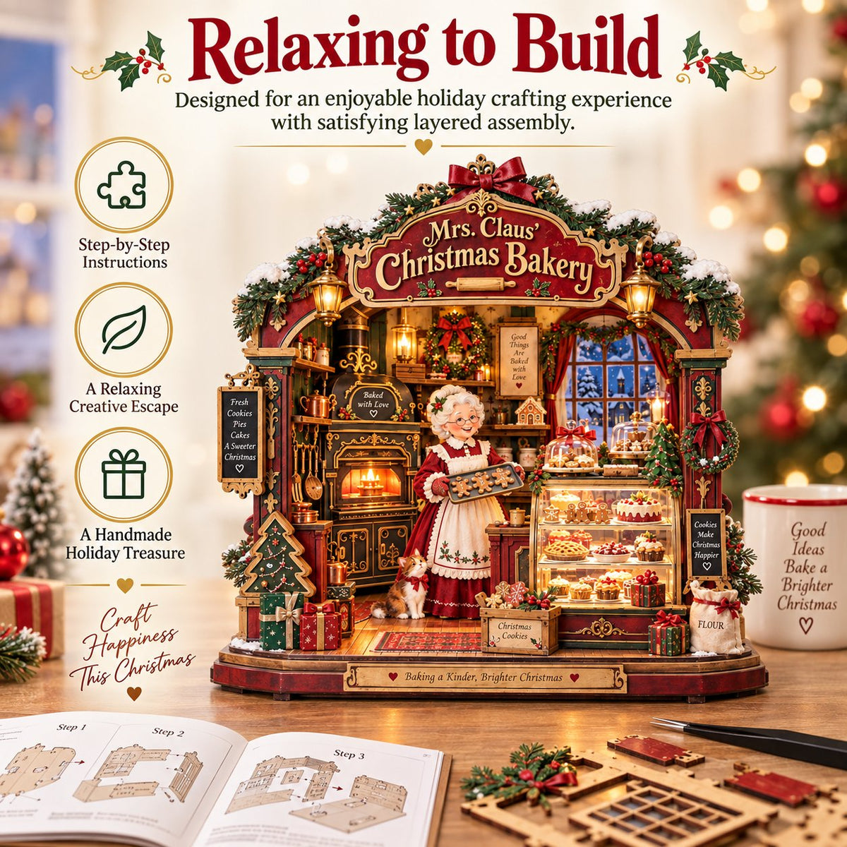 🎄 Mrs. Claus Christmas Bakery DIY Shadow Box Kit