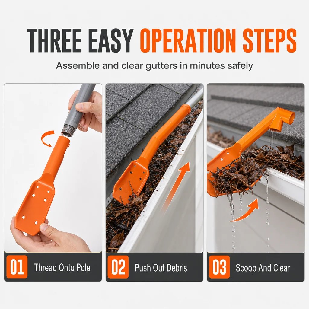📍🔧 LIMITED‑TIME 50% OFF! ✨ No-Climb Gutter Cleaning Tool丨Excluding rod