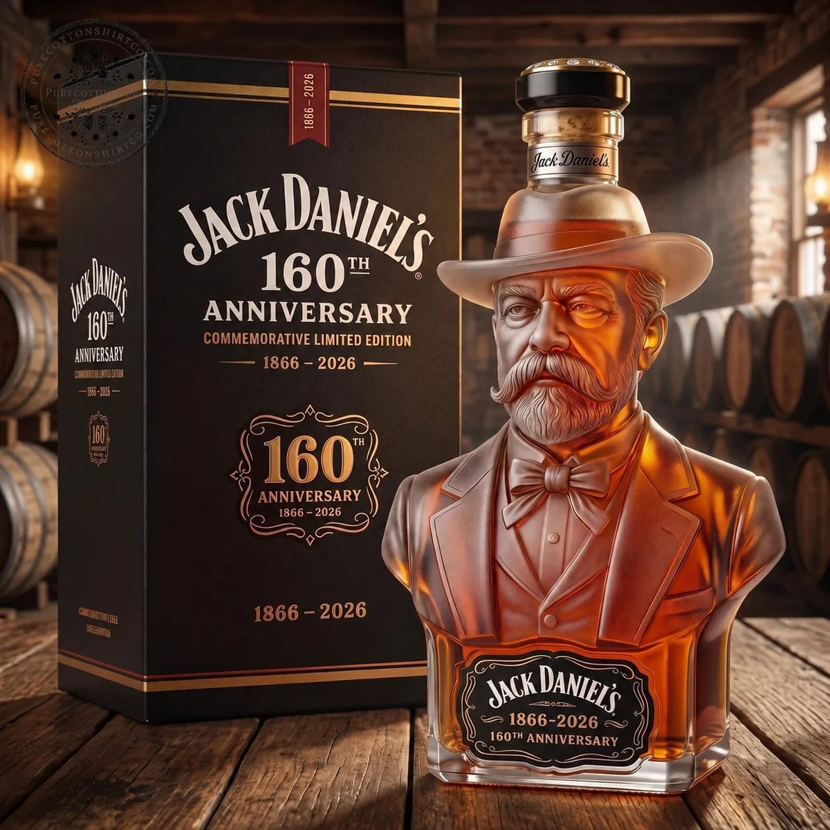 🏺 160th Anniversary Heritage Bust Glass Decanter – 1866–2026 🥃