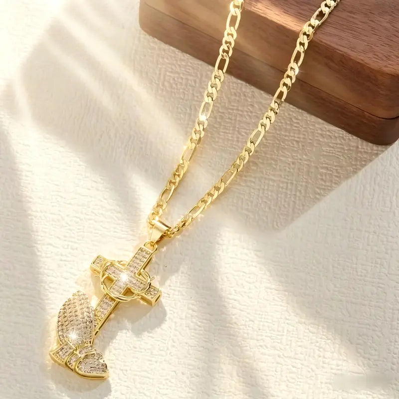 ✨ 50% Cross & Prayer Hands Pendant Necklace✝️