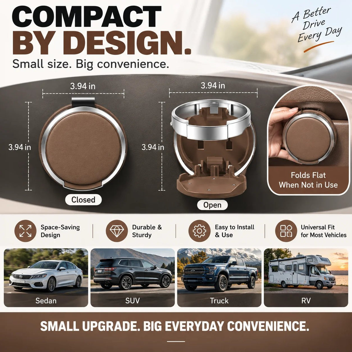 🚗 47% OFF Foldable Car Cup Holder – Extra Drink Space Without the Bulk