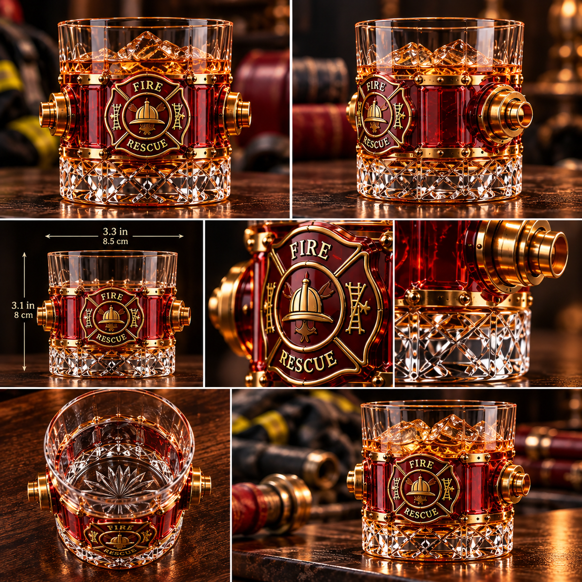 🚒 Firehouse Reserve™ Firefighter Tribute Red Hydrant Whiskey Decanter with Gold Accents 🎖️