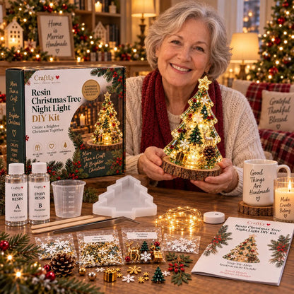 🔥HOT SALE🔥🎄 DIY Crystal Resin Christmas Tree Night Light Craft Kit with Warm Fairy Lights ❄️