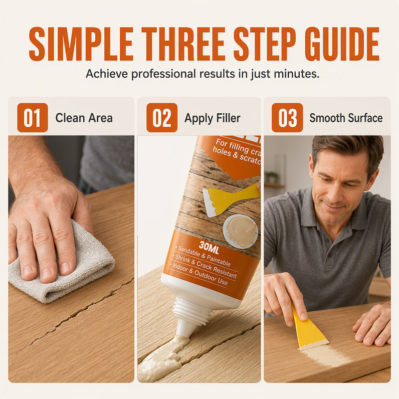 🔥49% OFF 2 Pack-Professional Wood Filler Repair Paste – Fill Cracks, Holes & Scratches