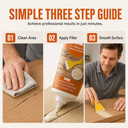 🔥49% OFF 2 Pack-Professional Wood Filler Repair Paste – Fill Cracks, Holes & Scratches