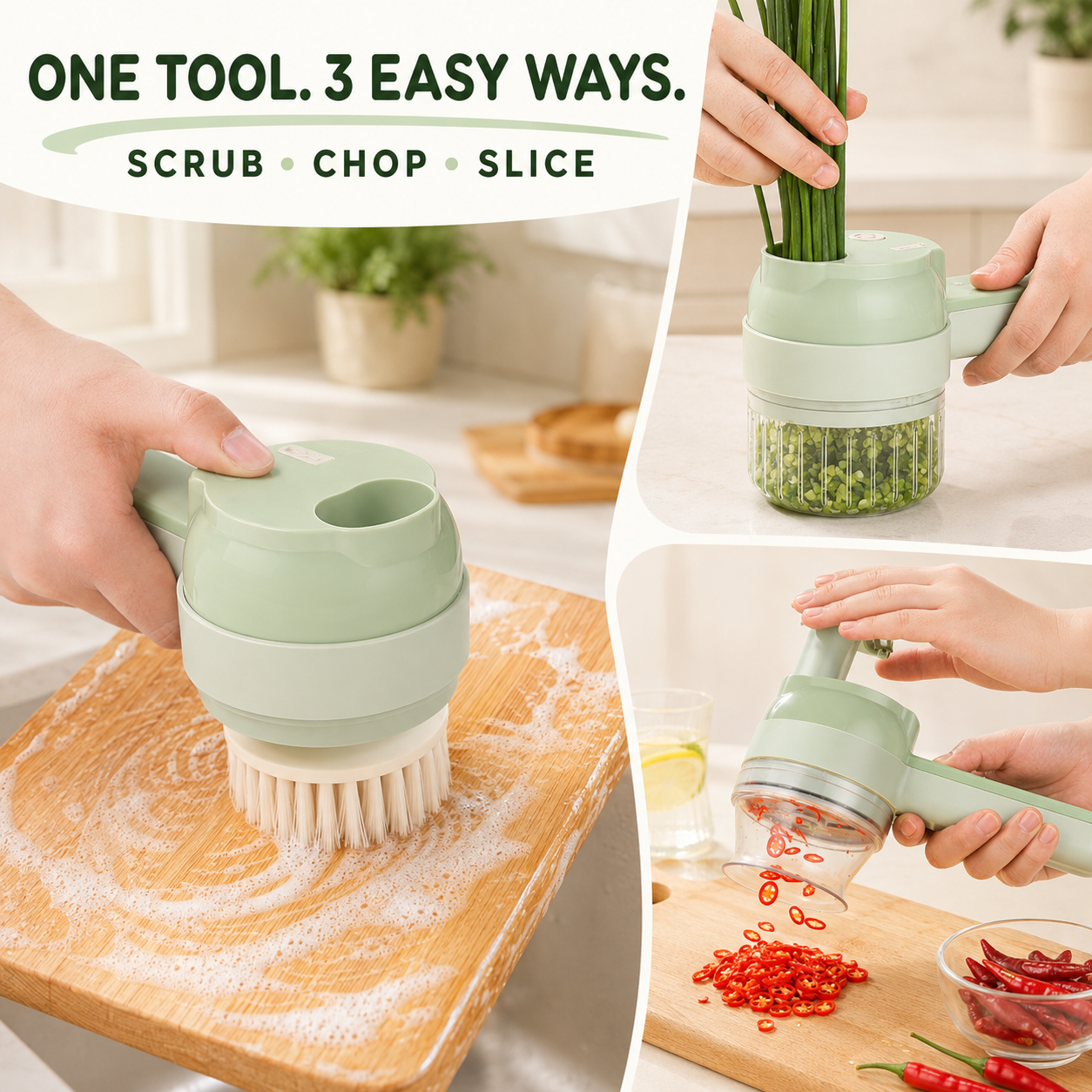 🔥 50% OFF 4-in-1 Electric Vegetable Cutter ⚡ Slice, Mince, Peel & Clean in Seconds