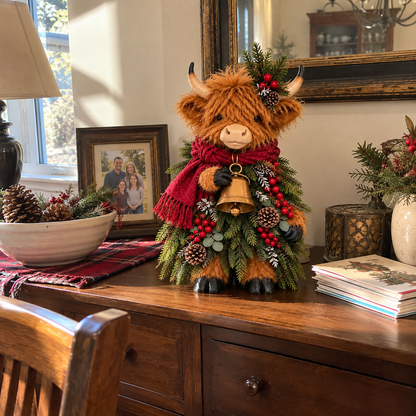 🐮 Christmas Highland Cow Decor 🎄 Cozy Farmhouse Holiday Accent