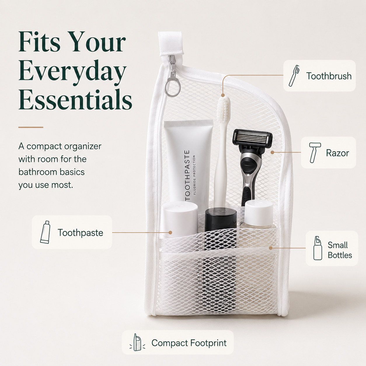 🧼 48% OFF Quick-Dry Mesh Bathroom Organizer – Self-Standing Toiletry Storage Bag