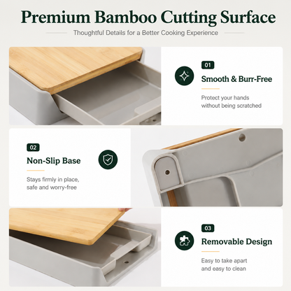 Cutting Board Drawer Set with Tray and Lid