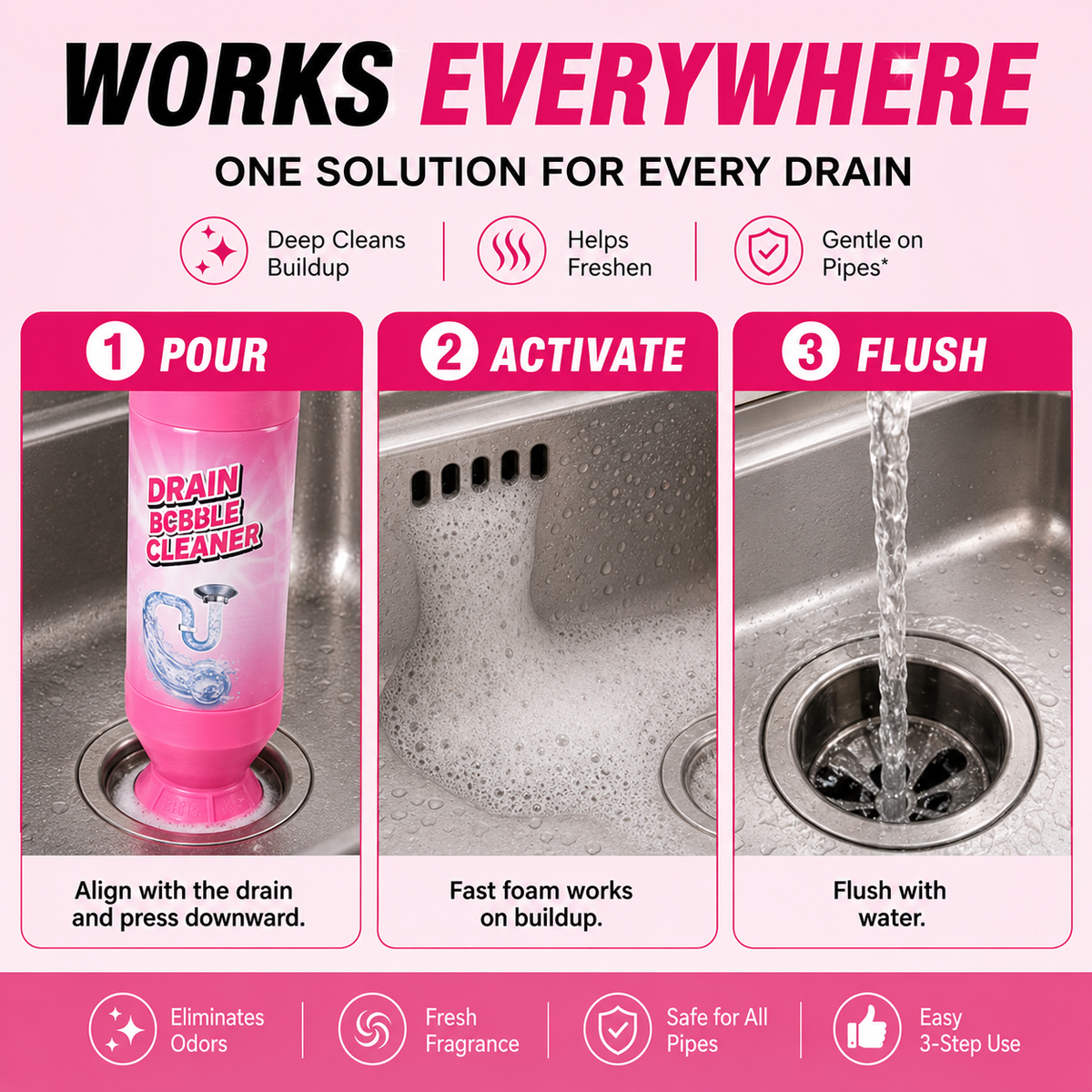 🫧 49% OFF Foaming Drain Bubble Cleaner ✨ Helps Clear Buildup & Freshen Smelly Drains
