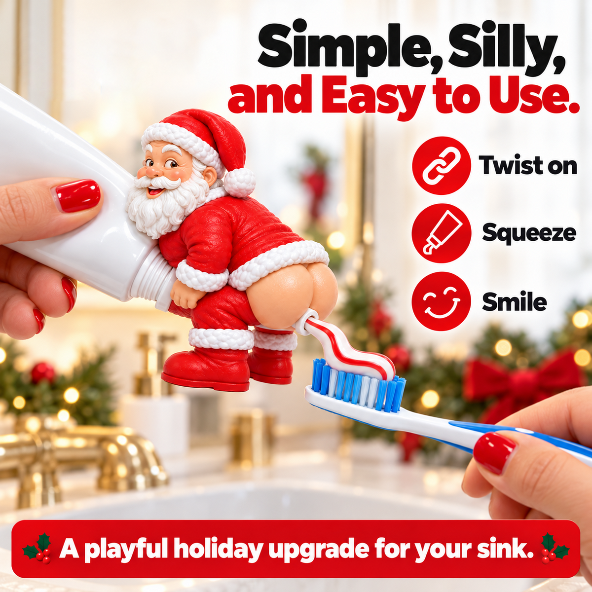 🎅 Santa’s Got a Secret! Funny Christmas Toothpaste Dispenser