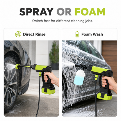 💦48% OFF Cordless Pressure Washer Kit – 6-in-1 Nozzle, 4000mAh Battery & Foam Bottle