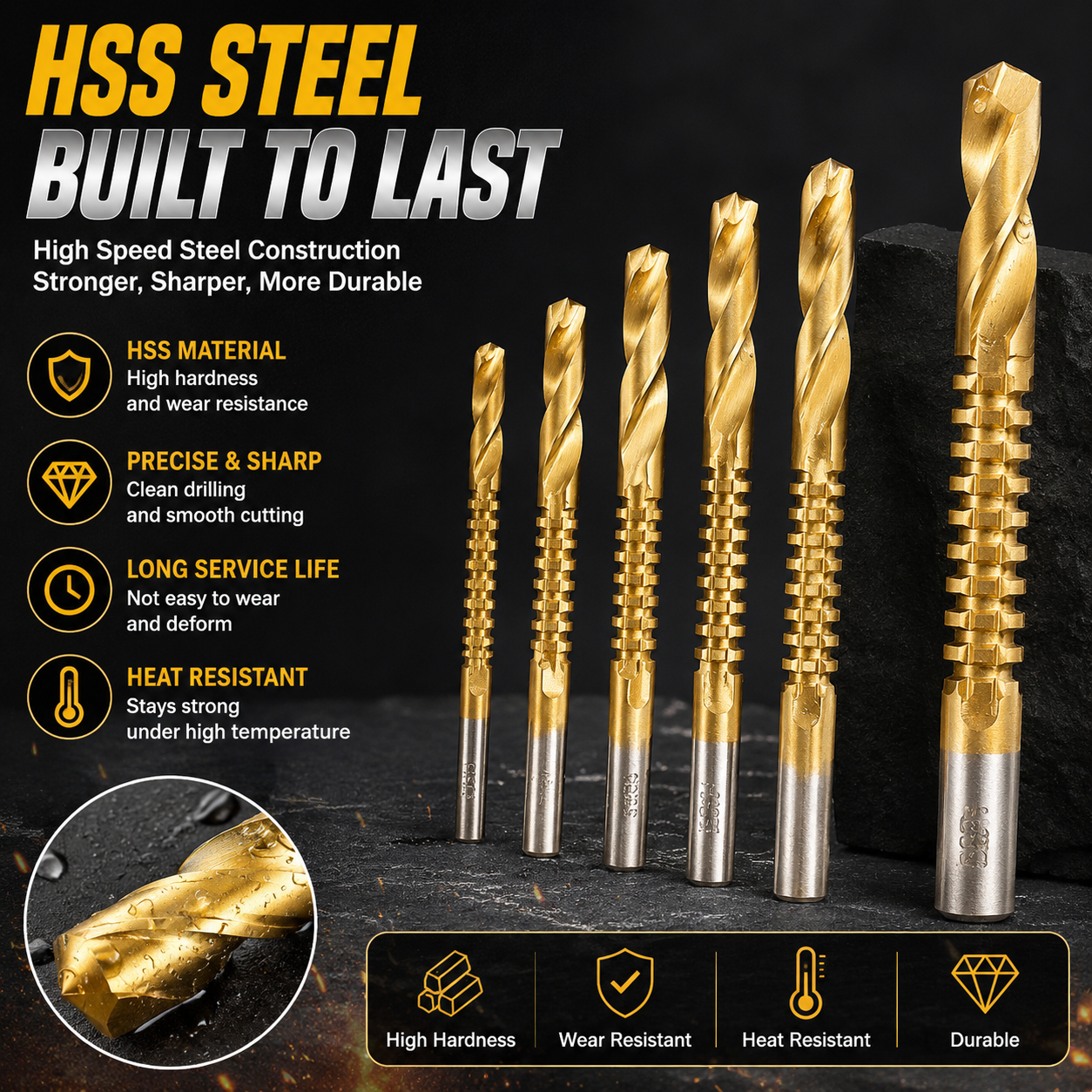 🔥 50% OFF 6-Piece HSS Carving Drill Bit Set ⚡ Drill, Groove & Shape with Ease