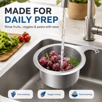 🔥 48% OFF 304 Stainless Steel Hanging Sink Strainer Basket – Rinse, Drain & Prep With Ease