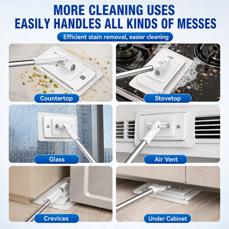 🔥 49% OFF Telescopic Cloth-Clamp Mop – Reach More, Clean With Less Effort