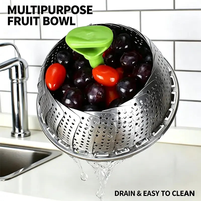 🔥 50% OFF 🥦 Expandable Stainless Steel Vegetable Steamer Basket