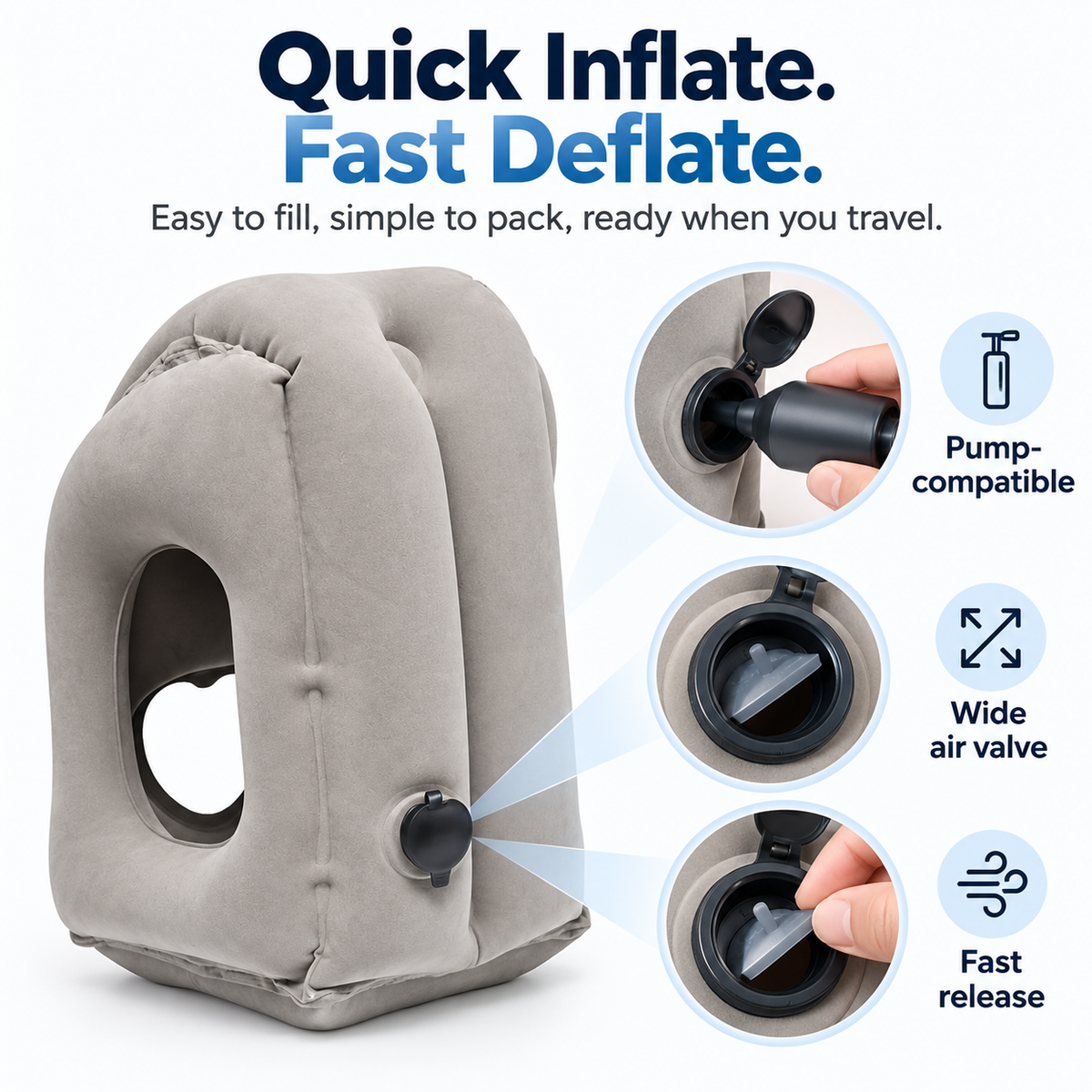 ✈️ Inflatable Face-Down Travel Pillow – Ergonomic Sleep Support for Flights, Trains & Office Naps