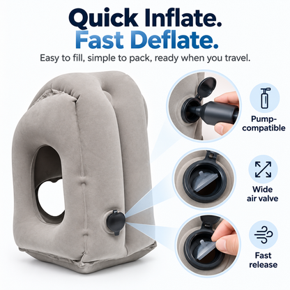 ✈️ Inflatable Face-Down Travel Pillow – Ergonomic Sleep Support for Flights, Trains & Office Naps