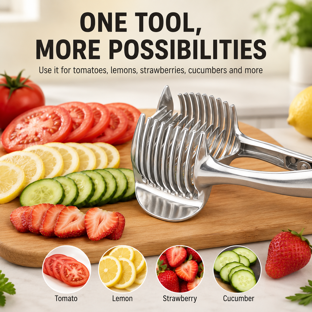🔥 50% OFF Multi-Function Slicing Tong – Perfectly Even Slices in Seconds 🍅