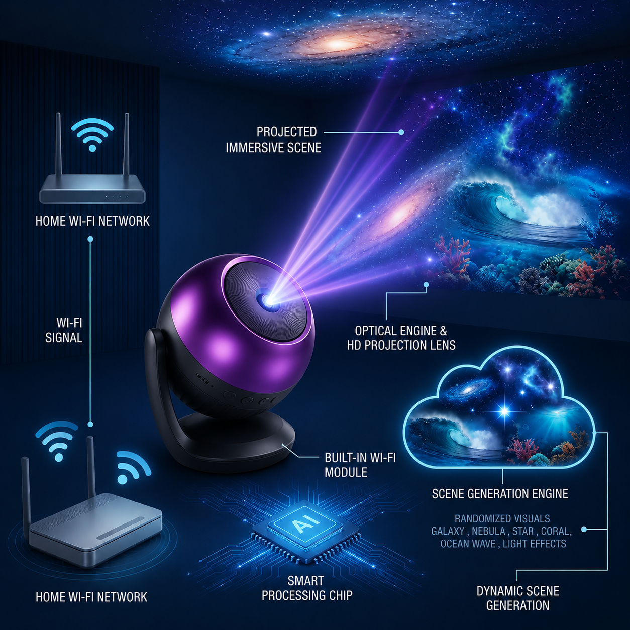 🔮Night Light Projector