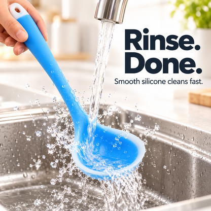🥣 Heat-Resistant Flexible Silicone Kitchen Soup Ladle with Non-Stick Scraping Edge 🍳