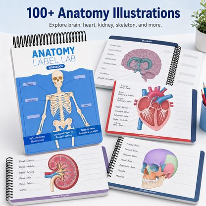 📚✨ 50% OFF Reusable Anatomy Study Workbook 🧠 100+ Illustrations for Active Recall