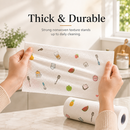 🍳 49% OFF 50-Sheet Kitchen Cleaning Cloth Roll – Thick, Absorbent & Wet/Dry Use