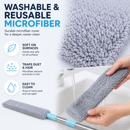 🔥49% OFF Flexible Flat Microfiber Duster – 3CM Slim Reach Cleaner