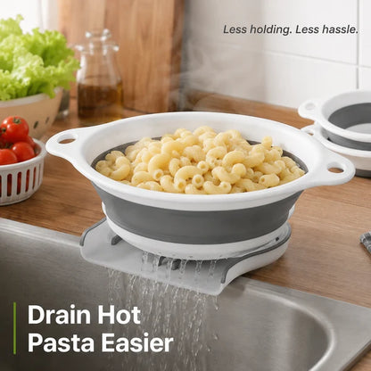 🔥 49% OFF 3-Piece Collapsible Colander Set 🥗 Self-Draining Silicone Kitchen Strainer
