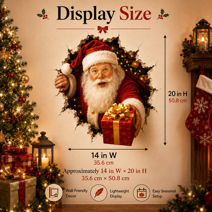 🔥Last Day 50% OFF-19.7'' 🎄 3D Christmas Break-In Wall Decal Peel and Stick Holiday Home Decor 🎅