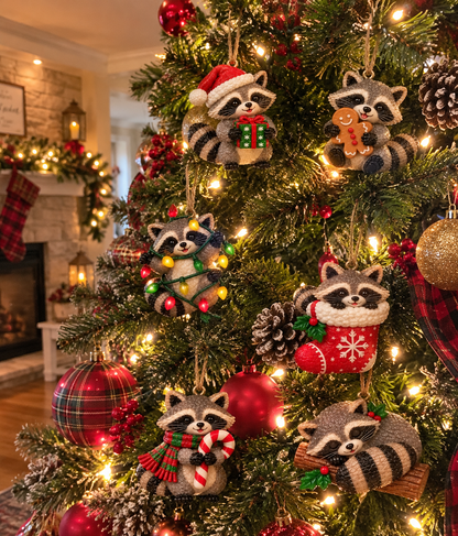 🦝Adorable Christmas Raccoon Ornaments