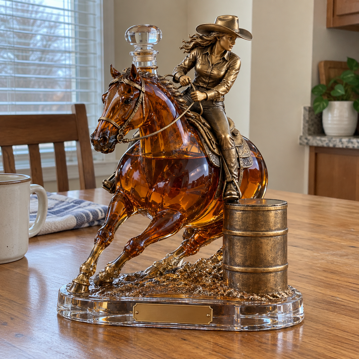 🐎 Western Spirit Cowgirl Whiskey Decanter — A Bold Tribute to the Thrill of Barrel Racing 🥃