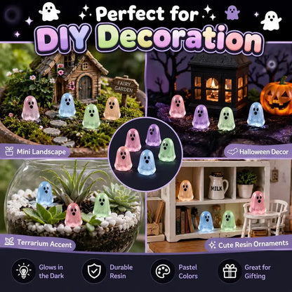👻 50% OFF 60PCS Glow-in-the-Dark Mini Ghosts – Halloween DIY Resin Decor