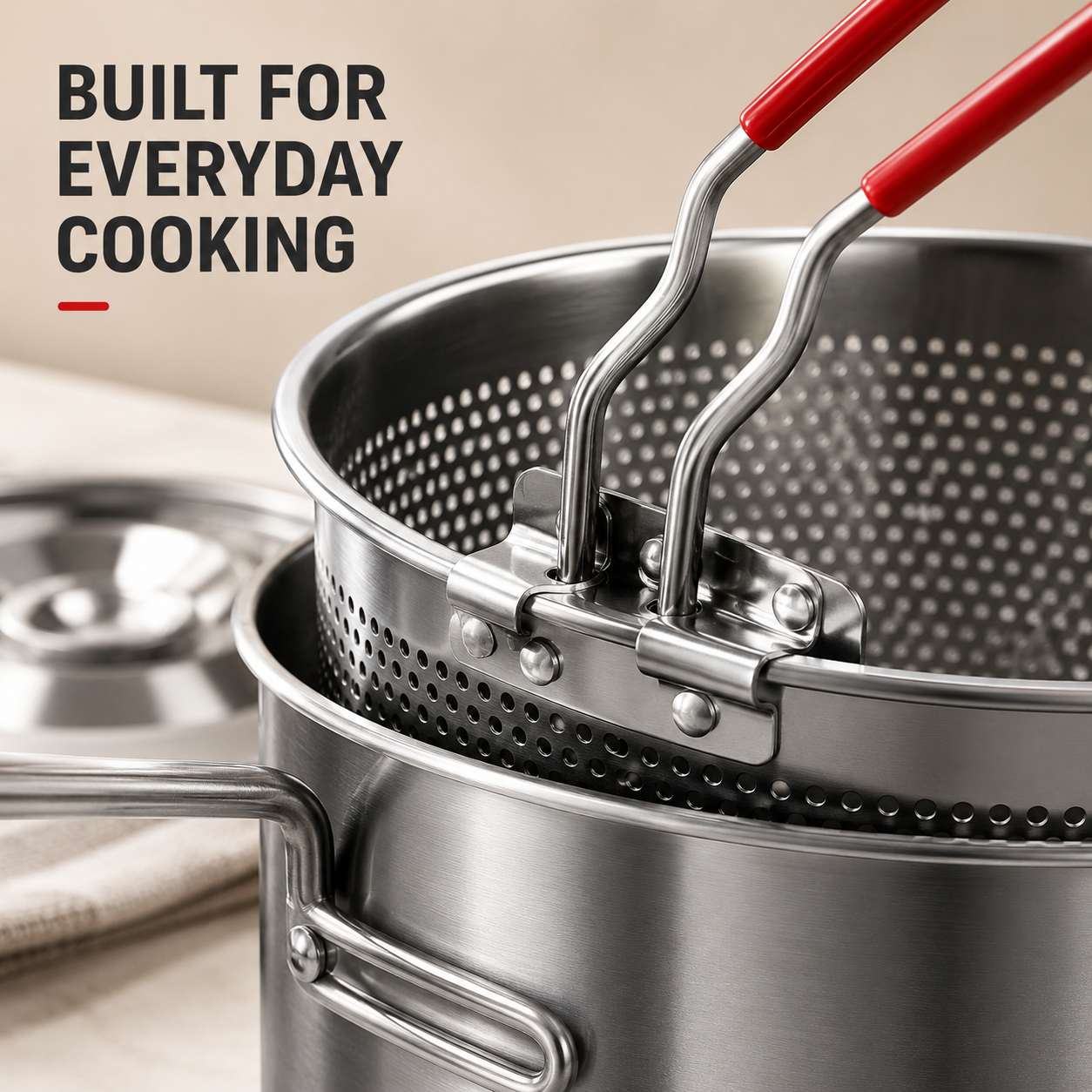 🔥 50% OFF Fry, Lift & Drain Stainless Steel Fryer Set 🍤