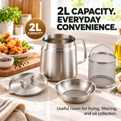 🍳 4-in-1 304 Stainless Steel Deep Fryer & Oil Strainer Pot Set – Fry, Filter & Store Cooking Oil with Ease