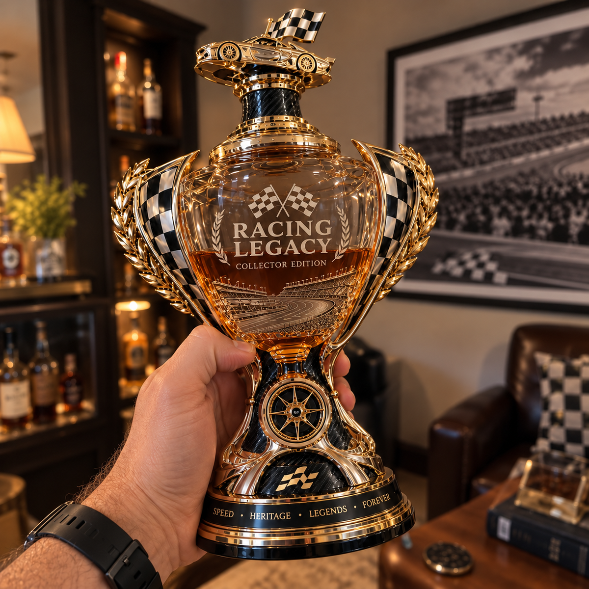 🏁 Racing Legacy Trophy Whiskey Decanter – Collector’s Edition 🏆