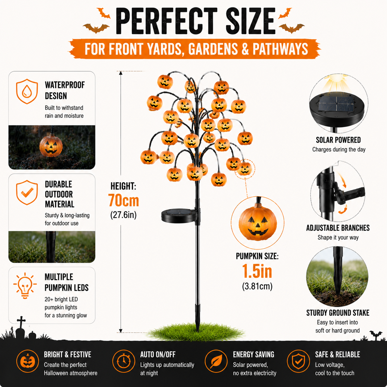 🎃 Solar Pumpkin Tree Lights