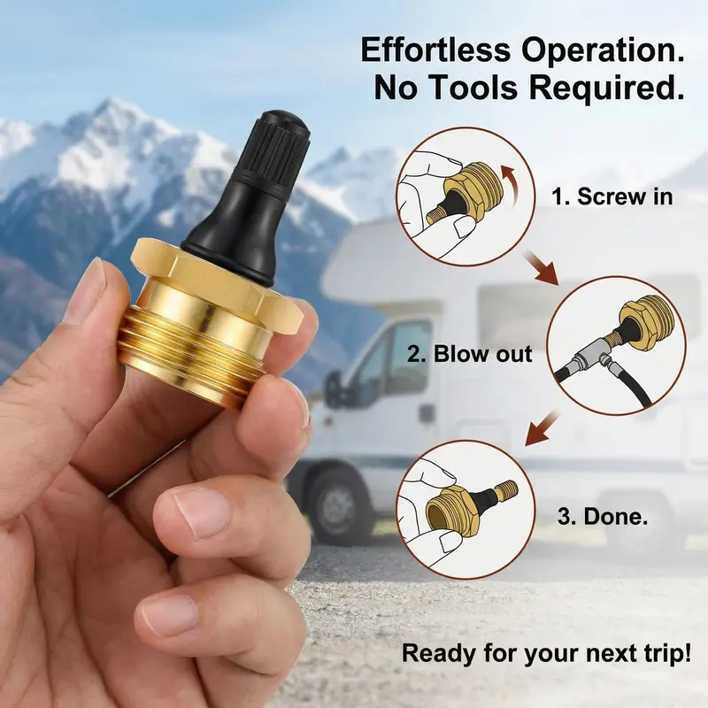 ❄️ 2-Pcs Brass RV Winterize Blowout Adapter 💨 Air Compressor Quick-Connect
