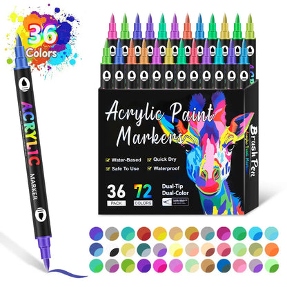Dual Tip Acrylic Paint Pen Marker - 24/48/72/120Colors