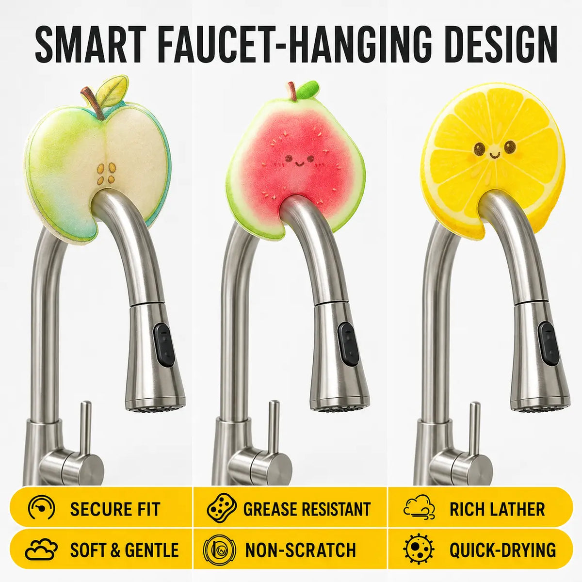 🍎 50% OFF 6PCS Fruit-Shaped Expandable Sponges – Cute Cellulose Kitchen Cleaning Set