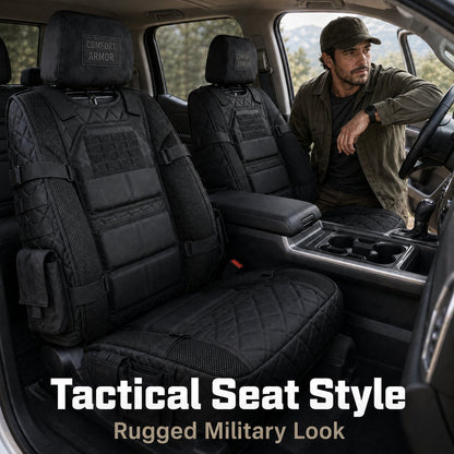 🎖️ Military‑Style Auto Seat Protectors｜Universal Fit Heavy‑Duty Cushion For Long‑Drive Vehicle Owners