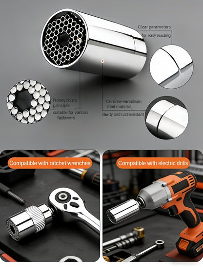 One Socket Fits 7–19 mm Nuts & Bolts