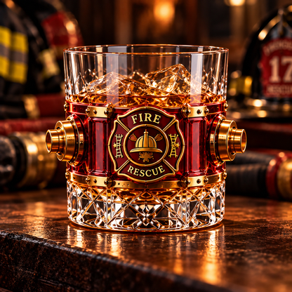🚒 Firehouse Reserve™ Firefighter Tribute Red Hydrant Whiskey Decanter with Gold Accents 🎖️
